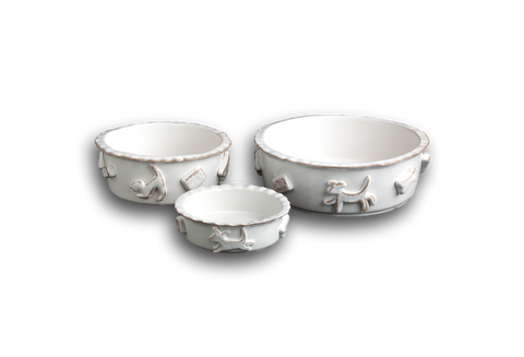 Dog Food/Water Bowl - French White – Carmel Ceramica