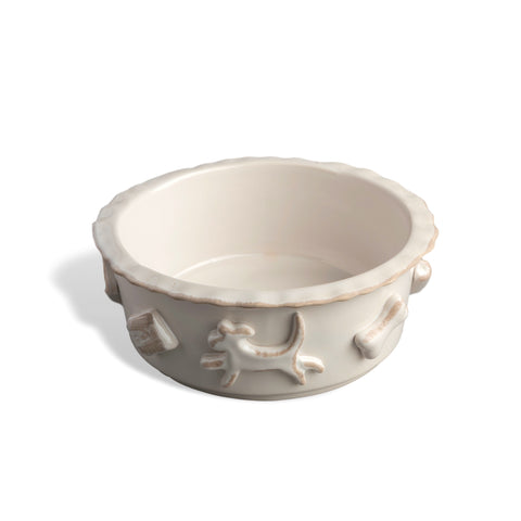 Dog Food/Water Bowl - French White – Carmel Ceramica